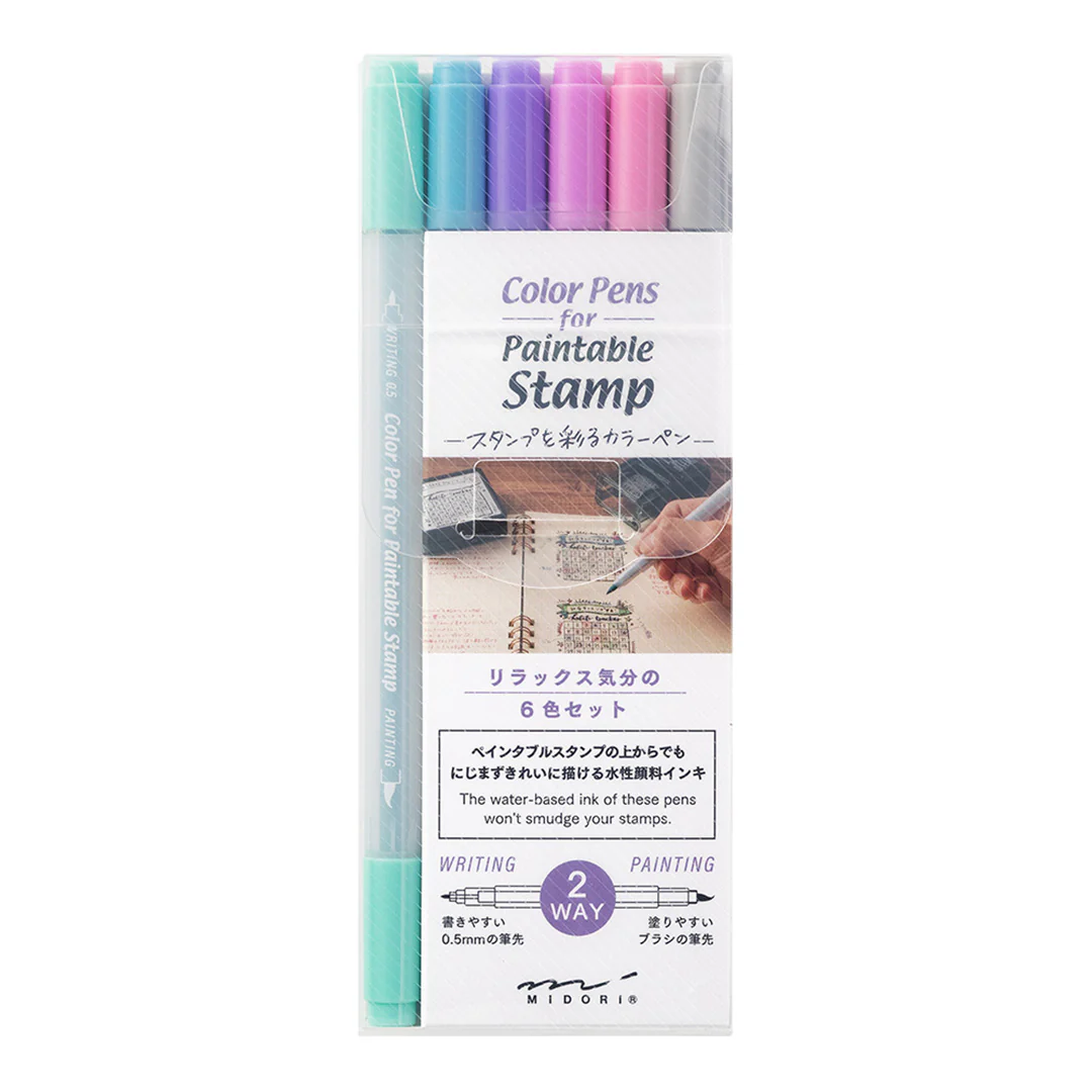 Midori Colour Pens for Paintable Stamp Set of 6 - Image 3