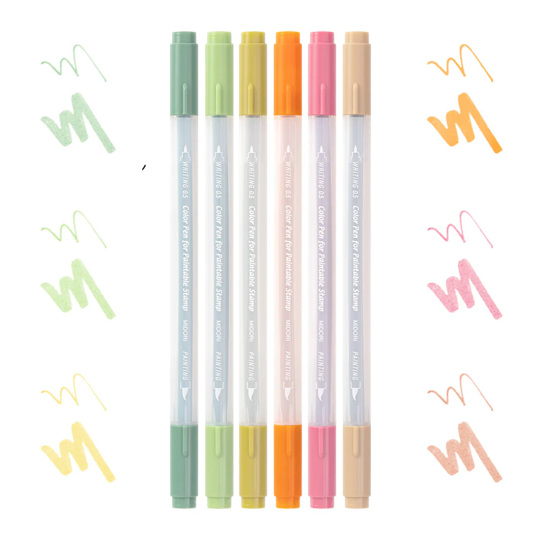 Midori Colour Pens for Paintable Stamp Set of 6 - Image 4
