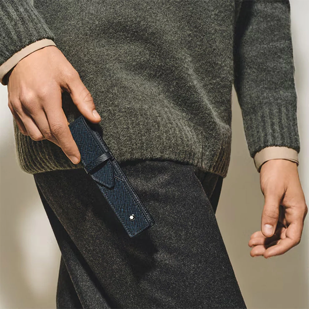 Montblanc Meisterstuck Sartorial 1 Pen Pouch Tweed Blue - Image 3