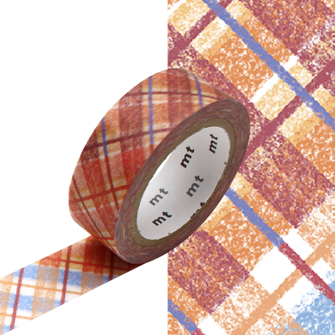 mt Washi Masking Tape - 15mm x 7m - Crayon Check