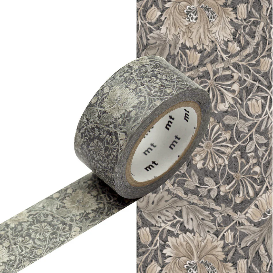 mt Washi Masking Tape - 20mm x 7m Pure Honeysuckle & Tullip Black Ink