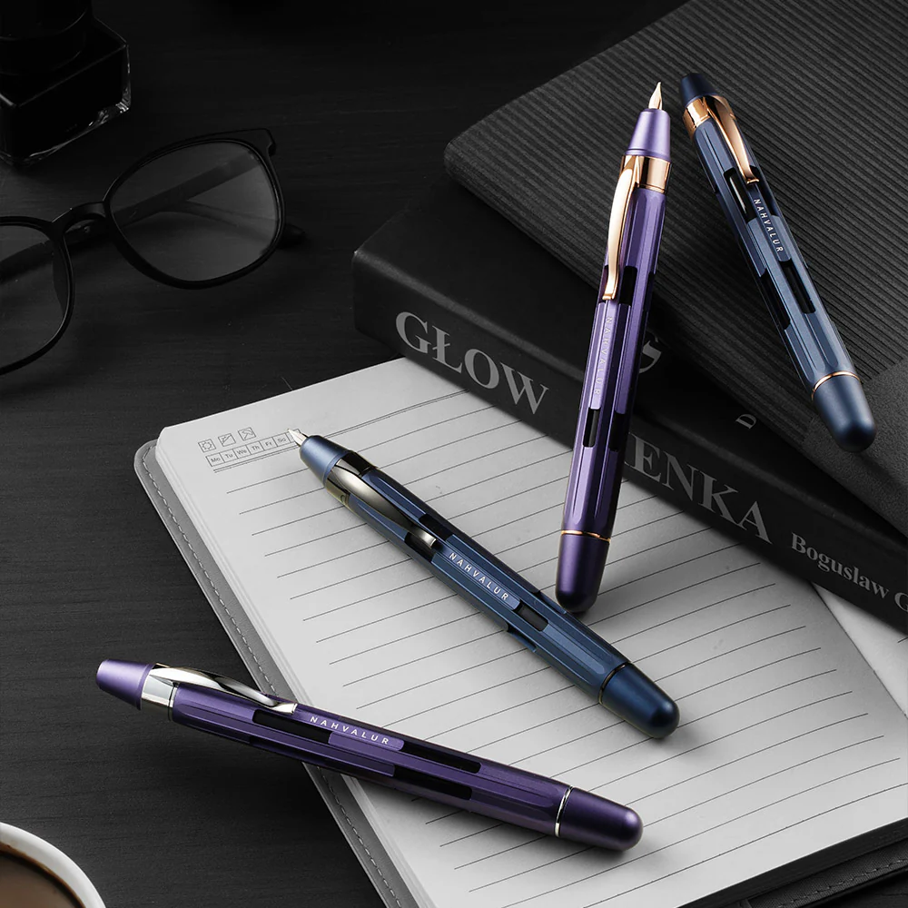 Nahvalur Eclipse Retractable Fountain Pen Cobalt Gold - Image 4