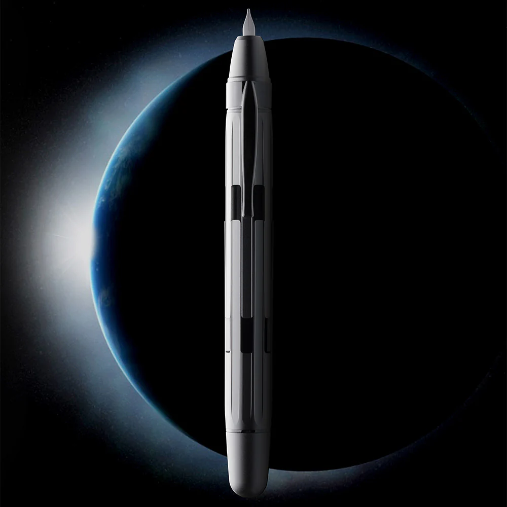 Nahvalur Eclipse Retractable Fountain Pen Pure Silver - Image 2