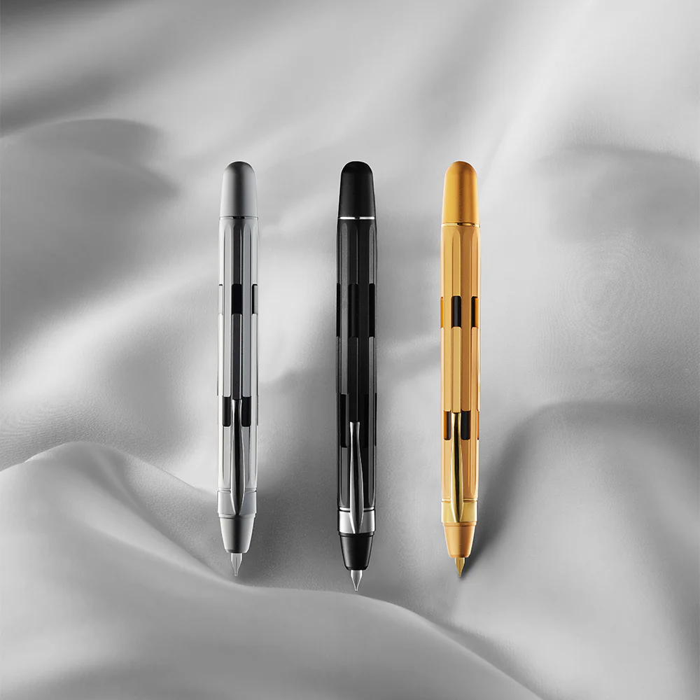 Nahvalur Eclipse Retractable Fountain Pen Pure Silver - Image 5