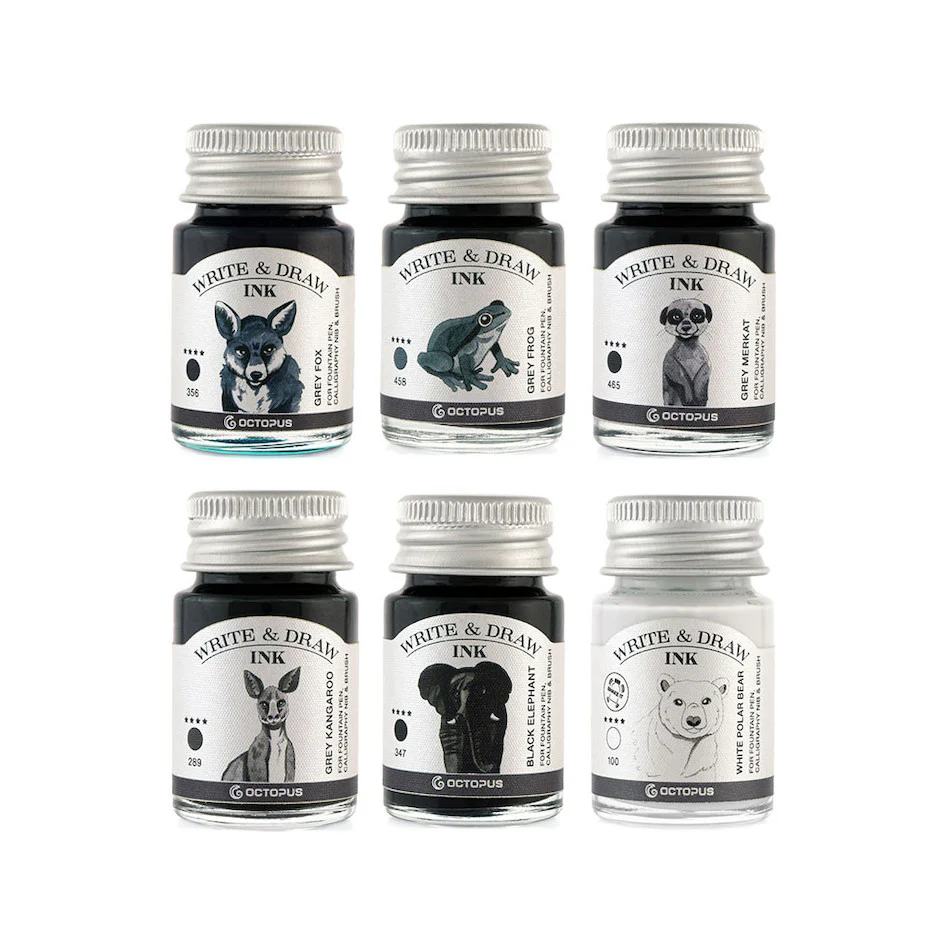 Octopus Write and Draw Ink Set of 6 Basic Grey