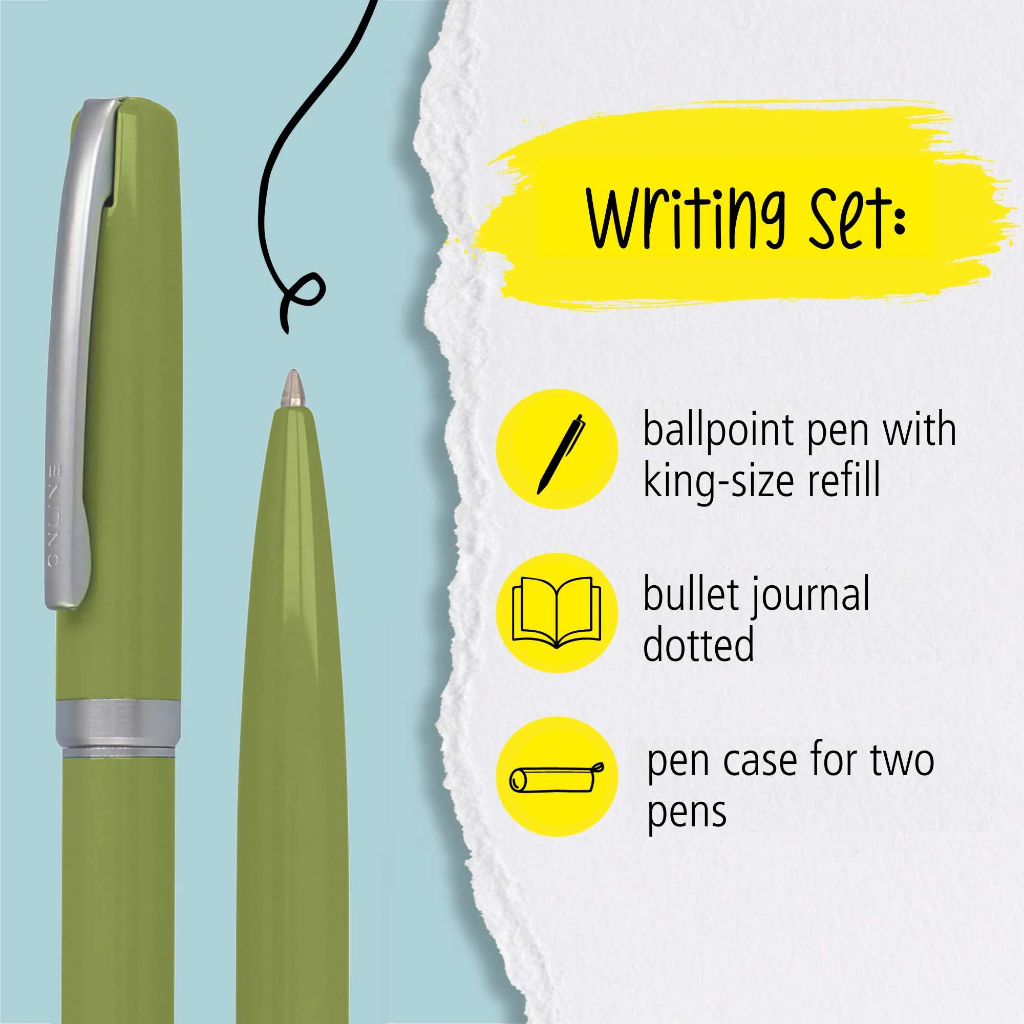 ONLINE Eleganza Notebook Ballpoint and Case Writing Set Green - Image 3