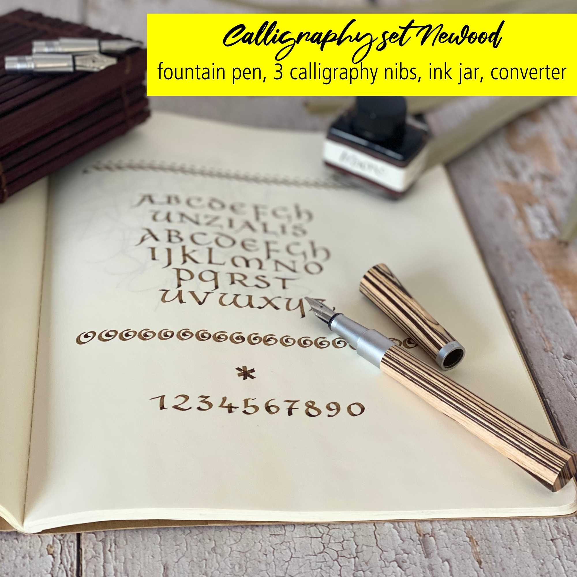 ONLINE Newood Calligraphy Fountain Pen Gift Set Black Wawa Wood - Image 6