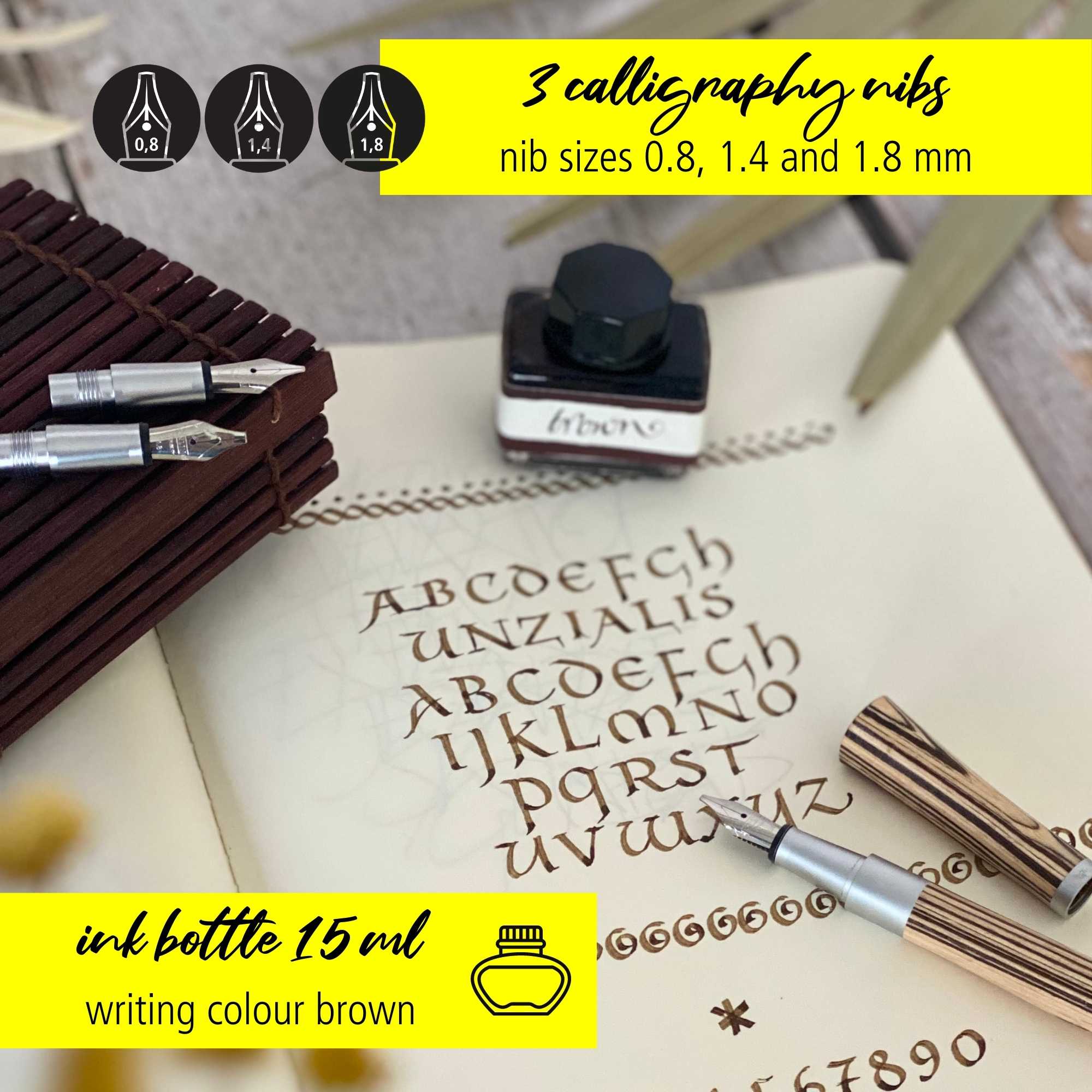 ONLINE Newood Calligraphy Fountain Pen Gift Set Nautral Wawa Wood - Image 3