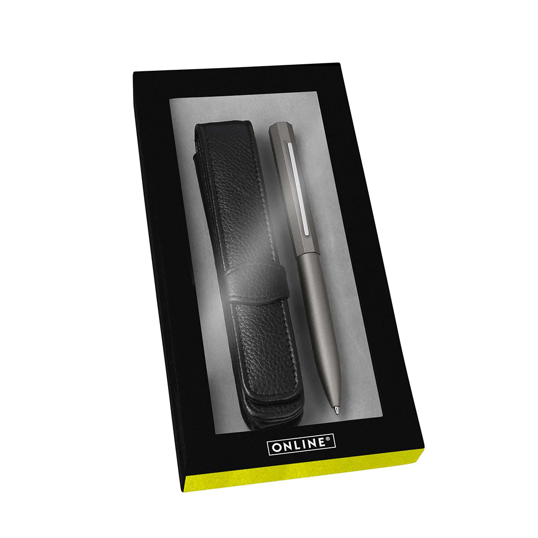 ONLINE Octopen Aluminum Ballpoint and Leather Case Gift Set Grey