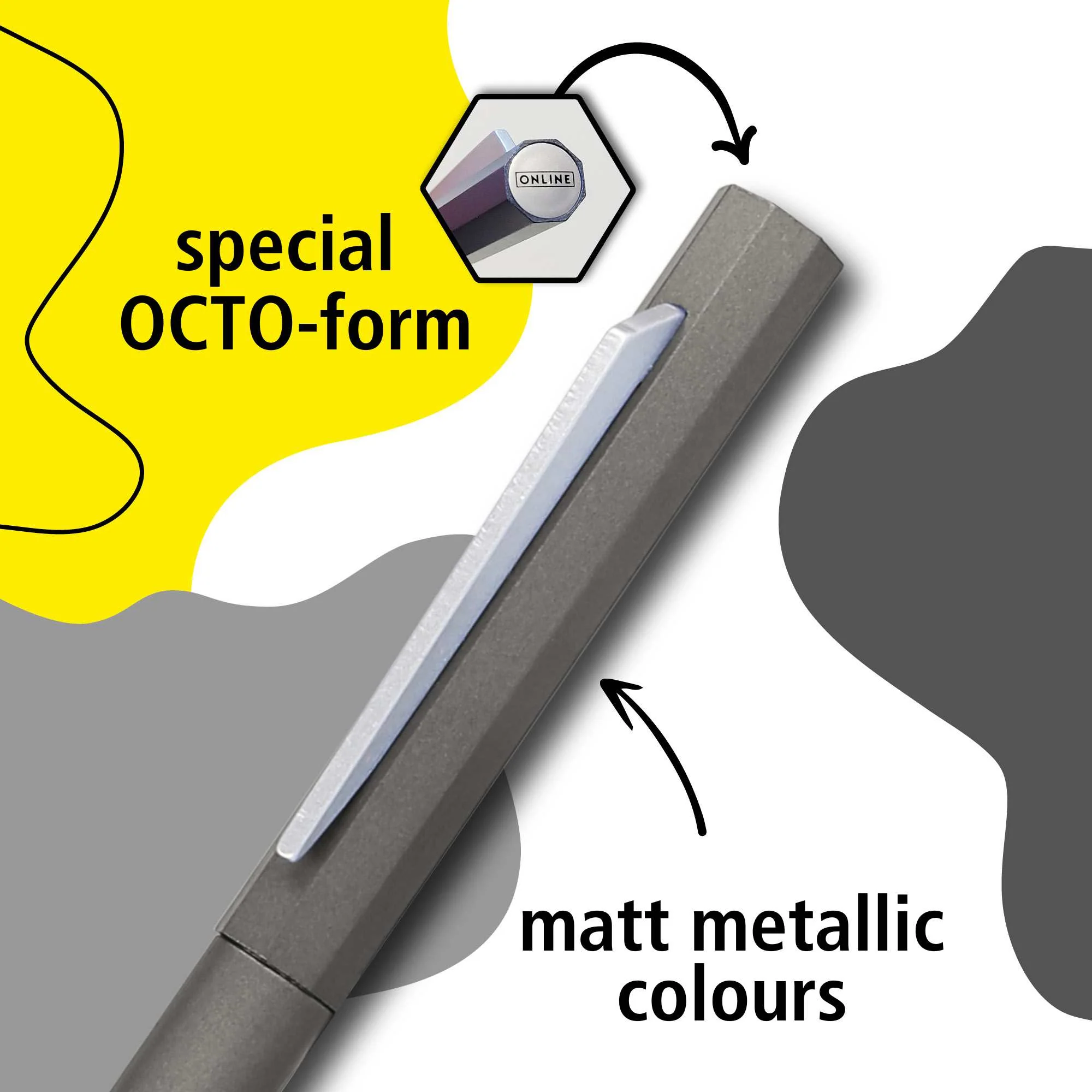 ONLINE Octopen Aluminum Ballpoint and Leather Case Gift Set Grey - Image 2