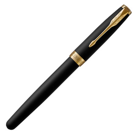 Parker Sonnet Fountain Pen Matte Black Lacquer with Gold Trim - Image 2