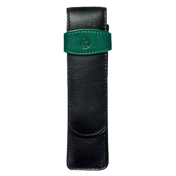 Pelikan Soft Leather Pen Pouch for Two Pens Green and Black