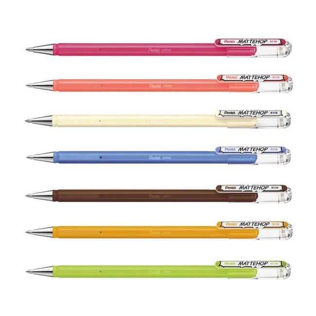 Pentel Mattehop Gel Pen Sweet Colours Set of 7 - Image 2