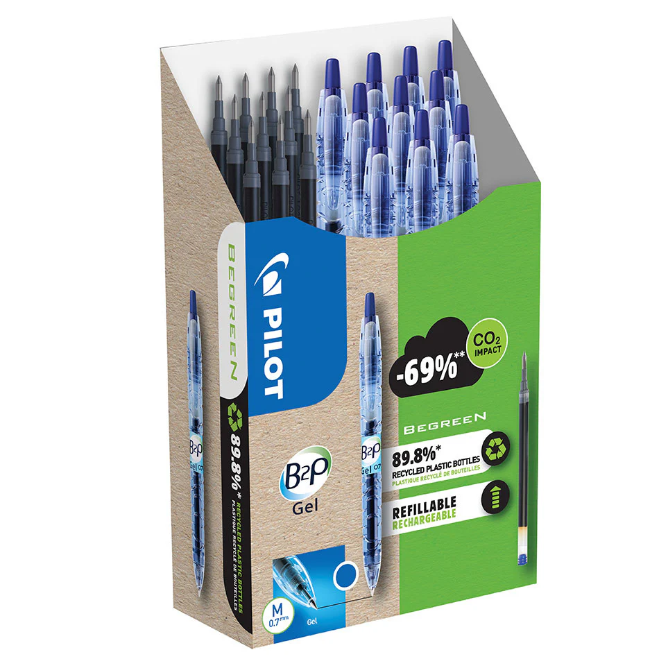 Pilot BegreeN B2P Gel Rollerball Pen Medium Pen and Refill Set Blue