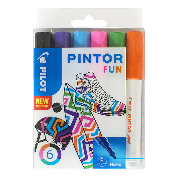 Pilot Pintor Marker Pen Bullet Tip Fine Assorted Set of 6 - Image 2