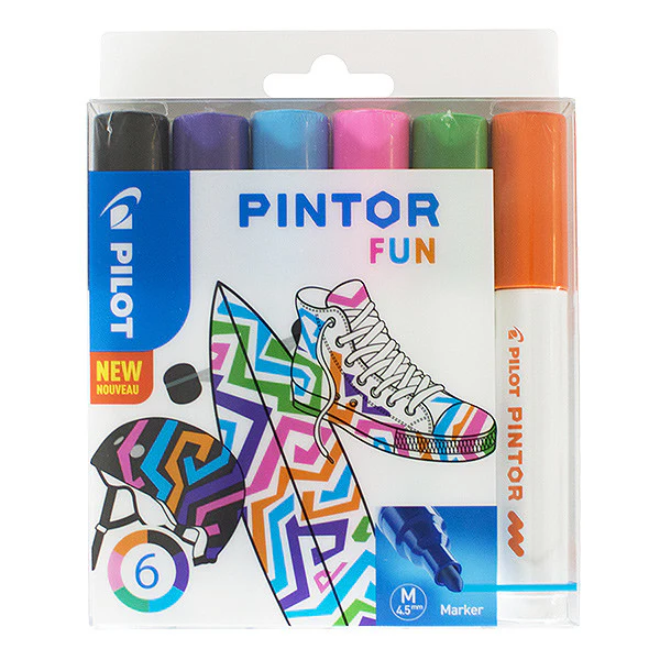 Pilot Pintor Marker Pen Bullet Tip Medium Assorted Set of 6