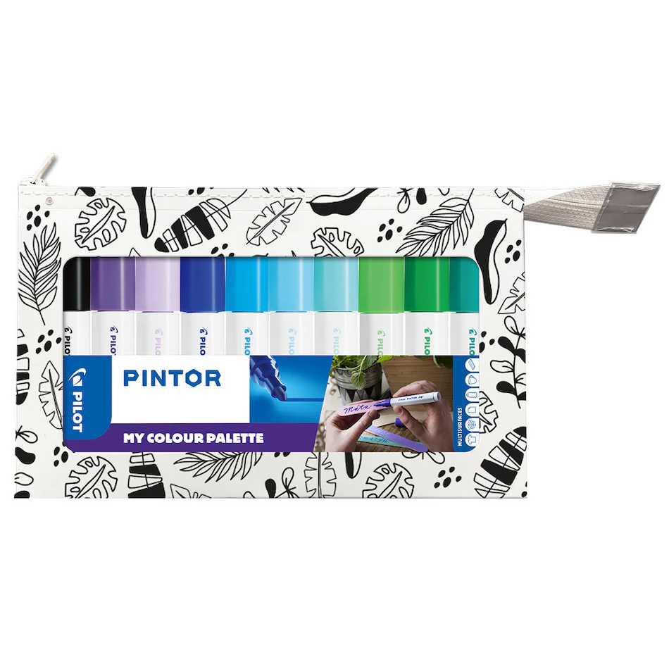 Pilot Pintor Marker Pen Bullet Tip Medium Set of 10 Cool Colours
