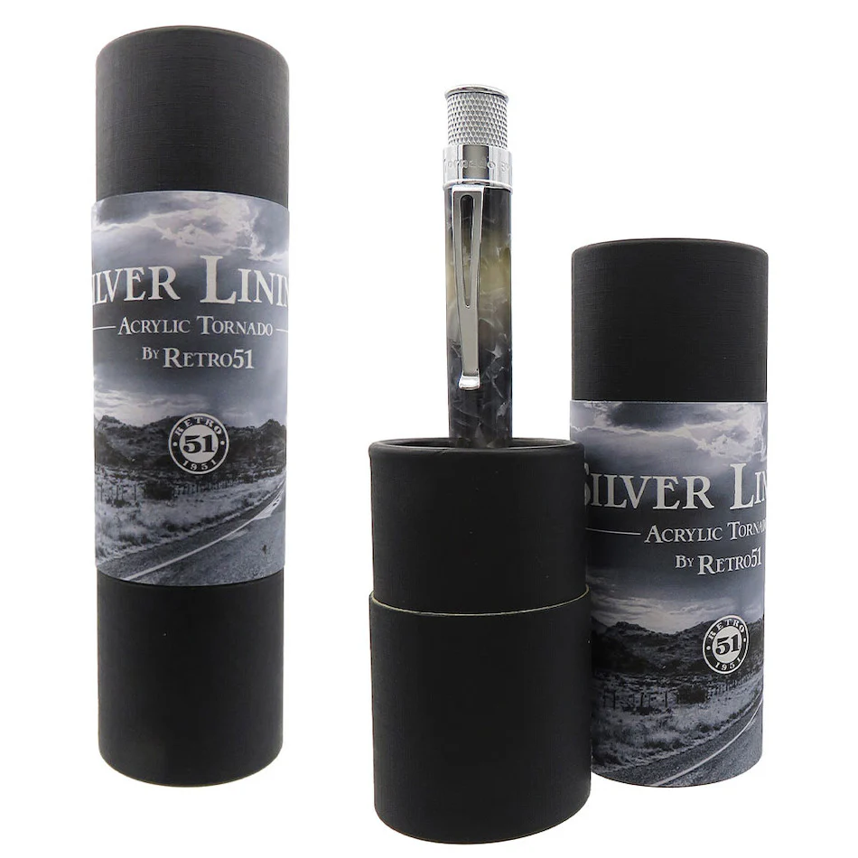 Retro 51 Tornado Acrylic Rollerball Pen Silver Lining - Image 3