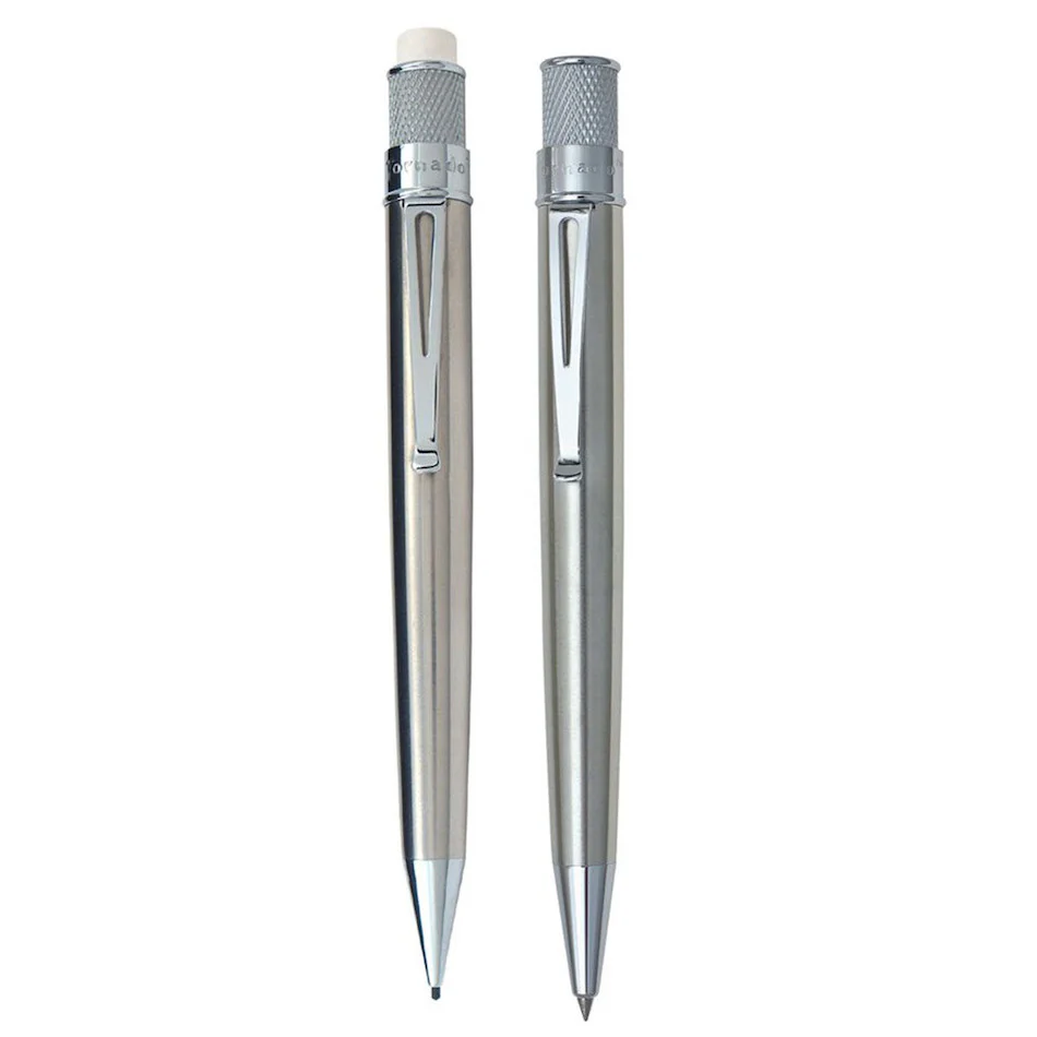 Retro 51 Tornado Rollerball Pen and Mechanical Pencil Set Stainless - Image 2
