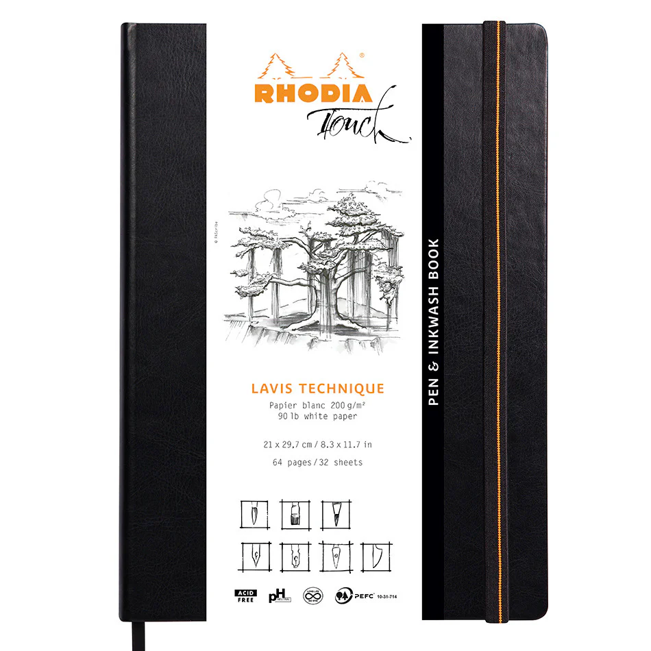 Rhodia Touch Pen & Inkwash Book Hardcover A4