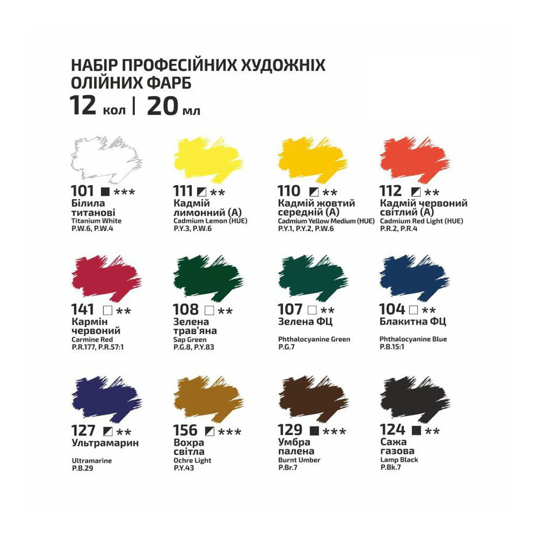 Rosa 20ml Oil Paint Tubes Set of 12 Assorted Colours - Image 3