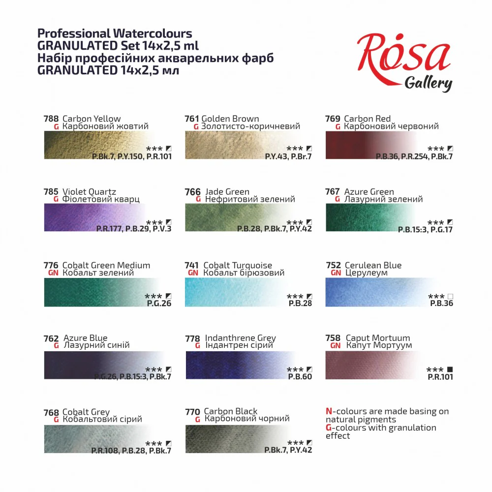 Rosa Watercolour Full Pan Granulated Set of 14 - Image 2