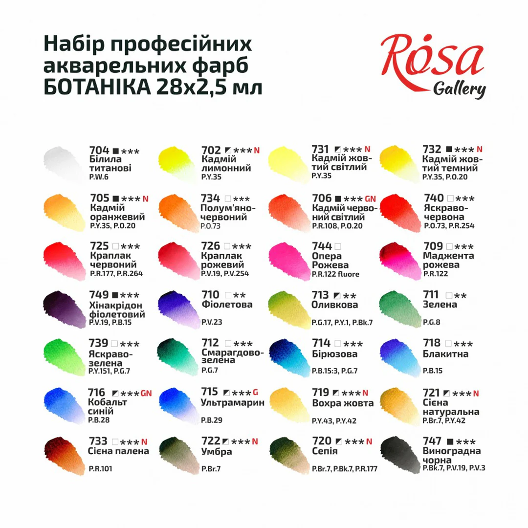 Rosa Watercolour Paints Full Pan Botanical Set of 28 - Image 2