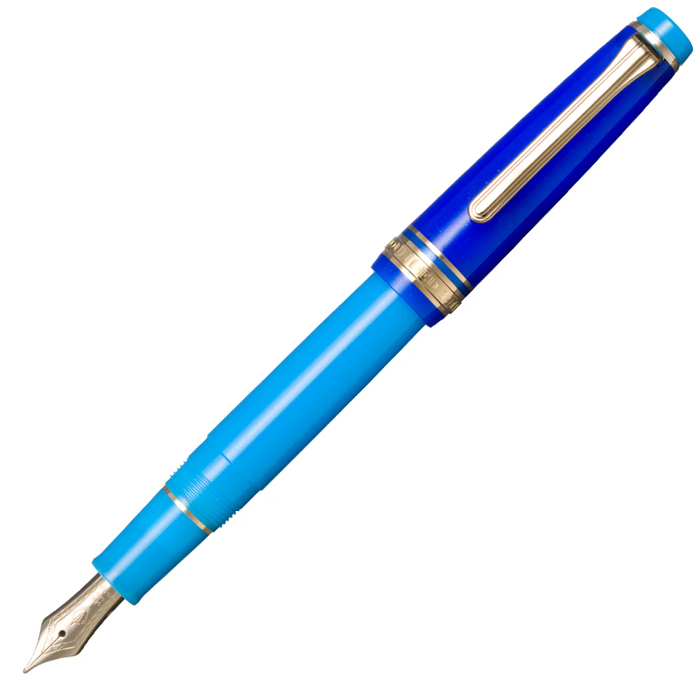 Sailor Professional Gear Slim Fountain Pen Blue Quasar 14K Zoom Nib