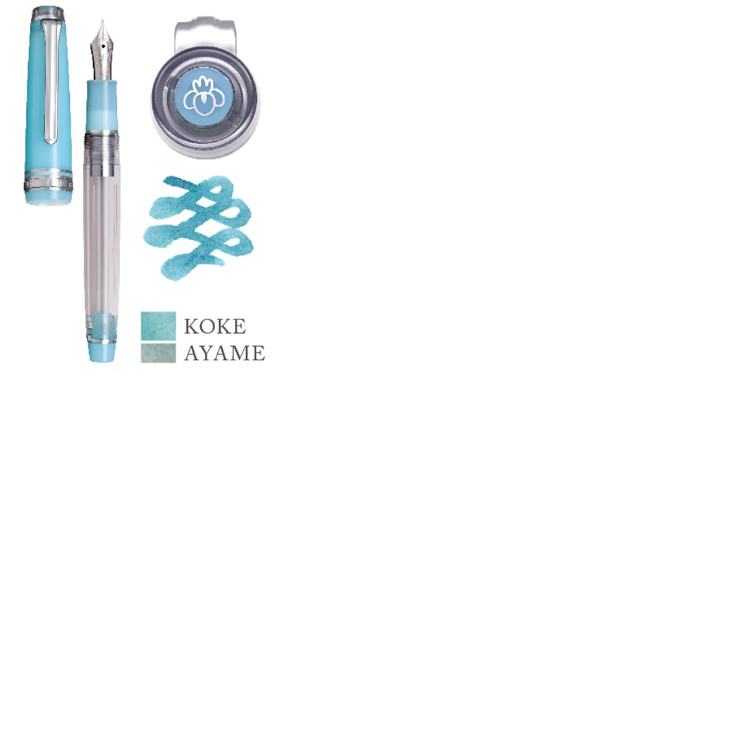 Sailor Professional Gear Slim Manyo II Fountain Pen Moss with 14K Nib & 50ml Manyo Koke Ink - Image 3