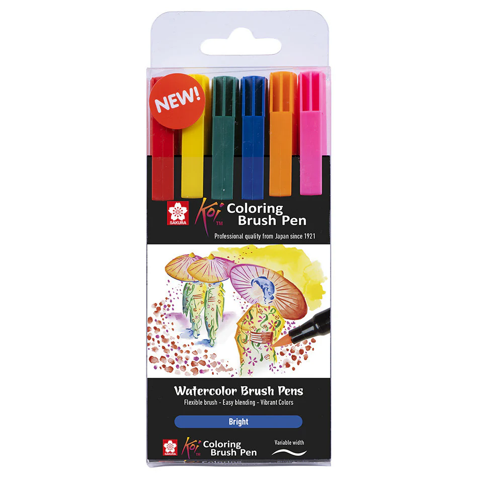 Sakura Koi Colourbrush Brushpen Set of 6 Bright