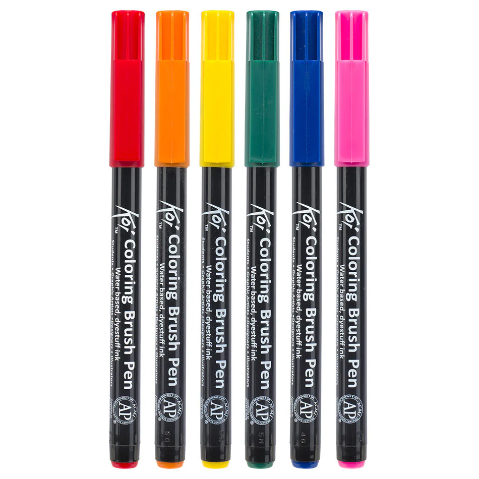 Sakura Koi Colourbrush Brushpen Set of 6 Bright - Image 2