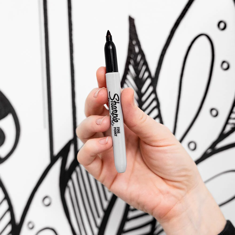 Sharpie Permanent Marker Pen Fine Point Black Set of 12 - Image 3