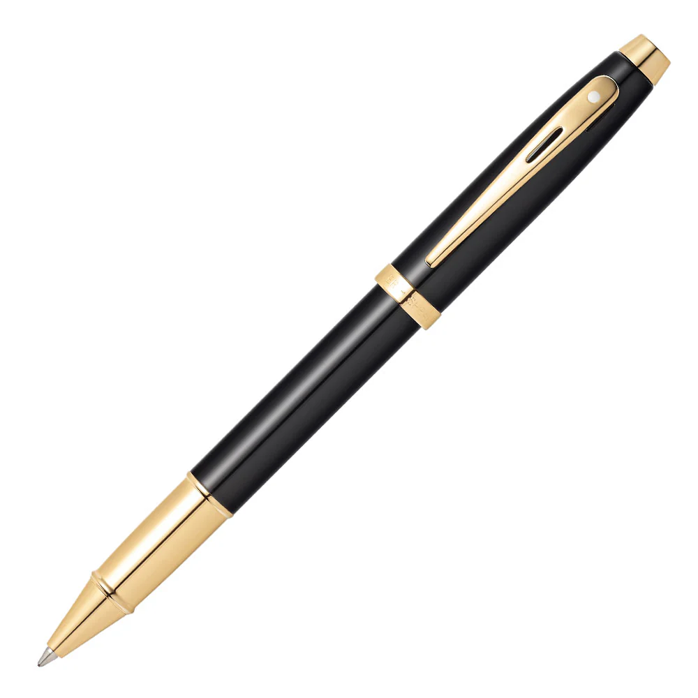 Sheaffer 100 Rollerball Pen Black Lacquer with Gold Trim