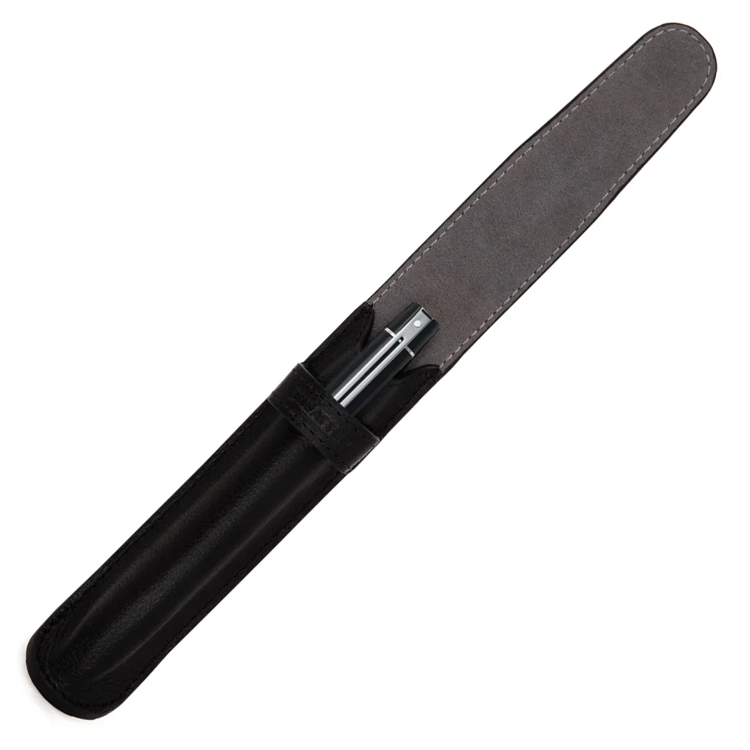 Sheaffer 300 G9312 Ballpoint Pen Gloss Black With Chrome Tone Trim Single Leather Pouch - Image 3
