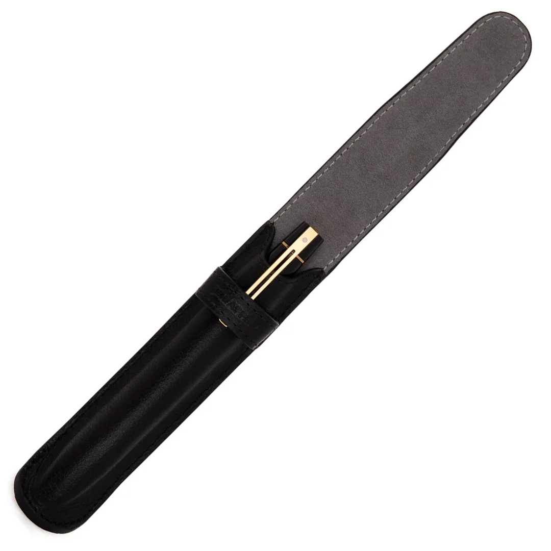 Sheaffer 300 G9325 Ballpoint Pen Gloss Black with Gold Tone Trim with Single Leather Pouch - Image 2