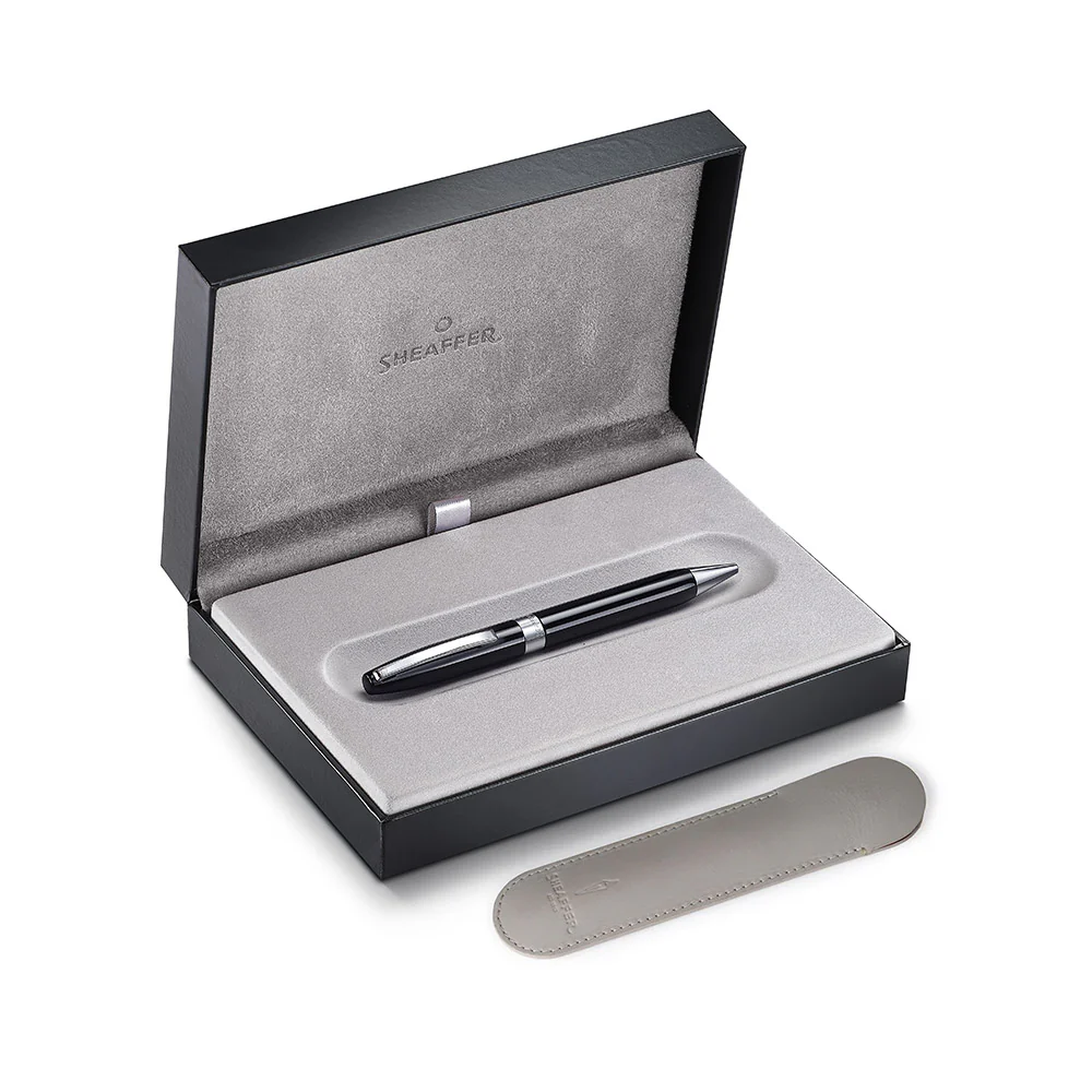 Sheaffer Legacy Ballpoint Pen Black with Chrome Trim and Leather Case - Image 3