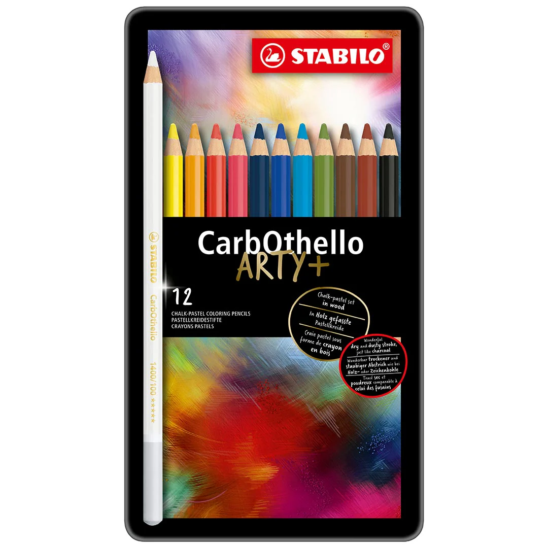 STABILO CarbOthello Metal Box Of 12 Assorted Colours