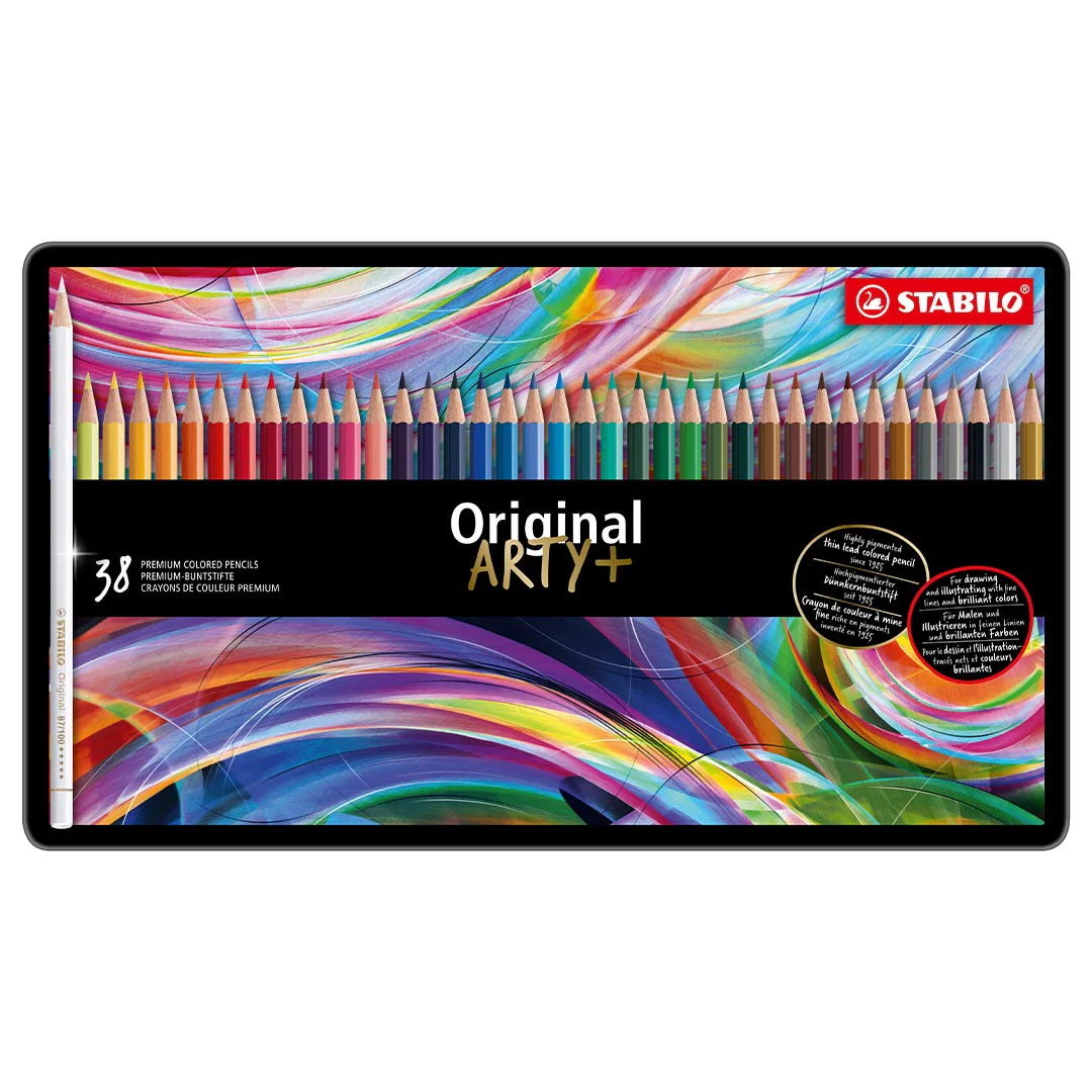 STABILO Original Metal Box Of 38 Assorted Colours