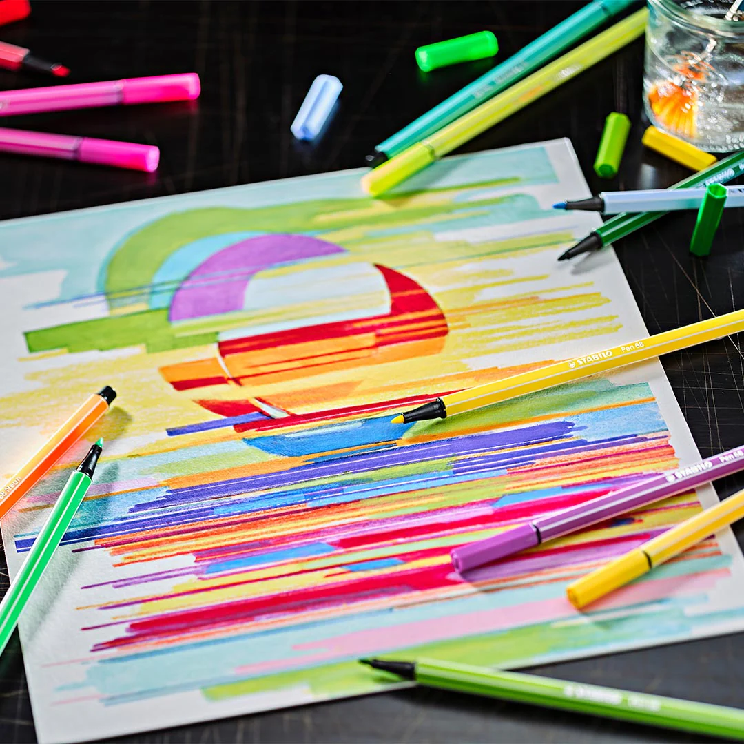 STABILO Pen 68 Metal Box Of 30 Assorted Colours Arty - Image 6