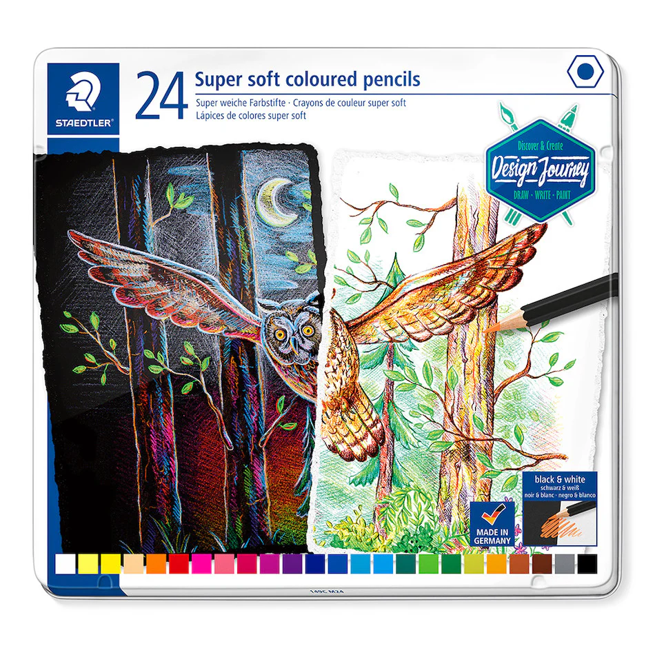 Staedtler Design Journey Super Soft Coloured Pencils Tin of 24