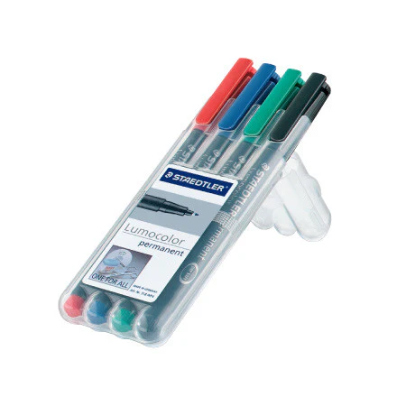 Staedtler Lumocolor Marker Pen Permanent Medium Wallet of 4