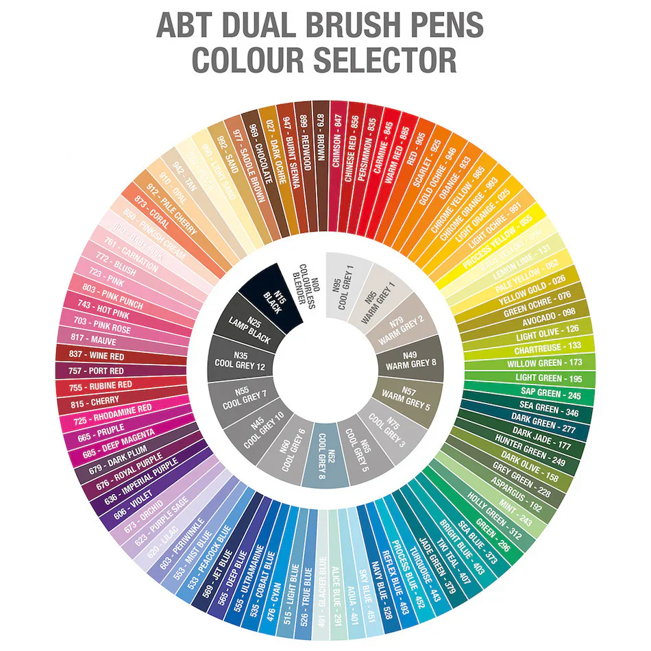 Tombow ABT Dual Brush Pen Marker Assorted Set of 107 + blender - Image 3