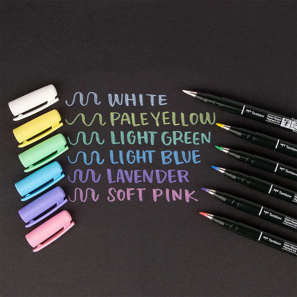 Tombow Fudenosuke Pastel Brush Pen for Black Paper - Image 2