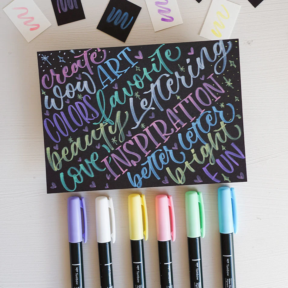 Tombow Fudenosuke Pastel Brush Pen for Black Paper - Image 3