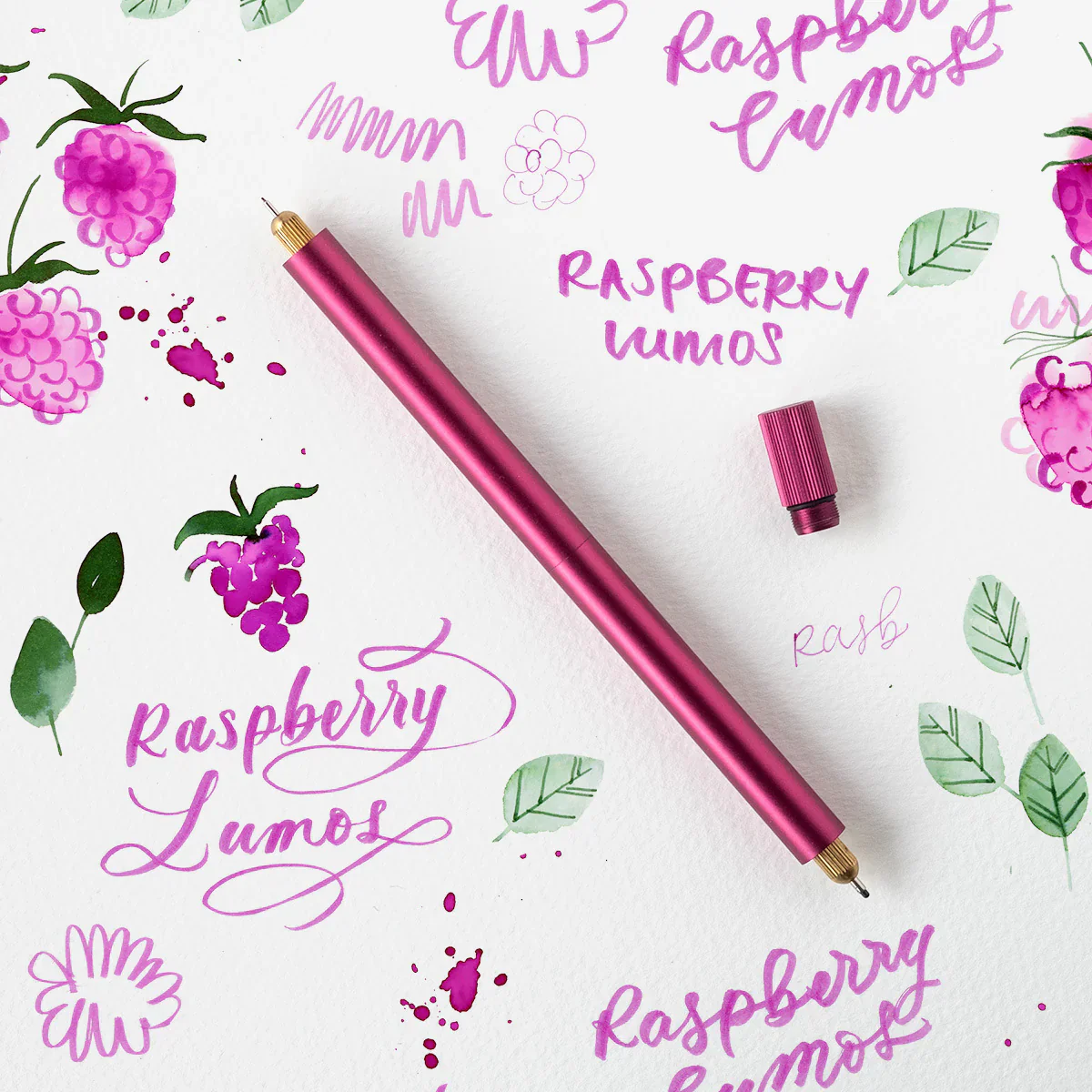 Tom's Studio Lumos Refillable Duo Tip Fineliner and Brush Pen Rose Raspberry - Image 2