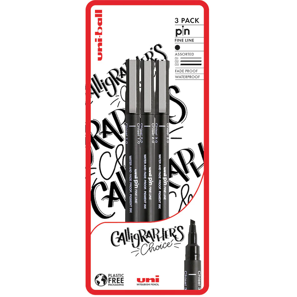Uni-ball PIN Drawing Pen Calligraphers Choice Set of 3