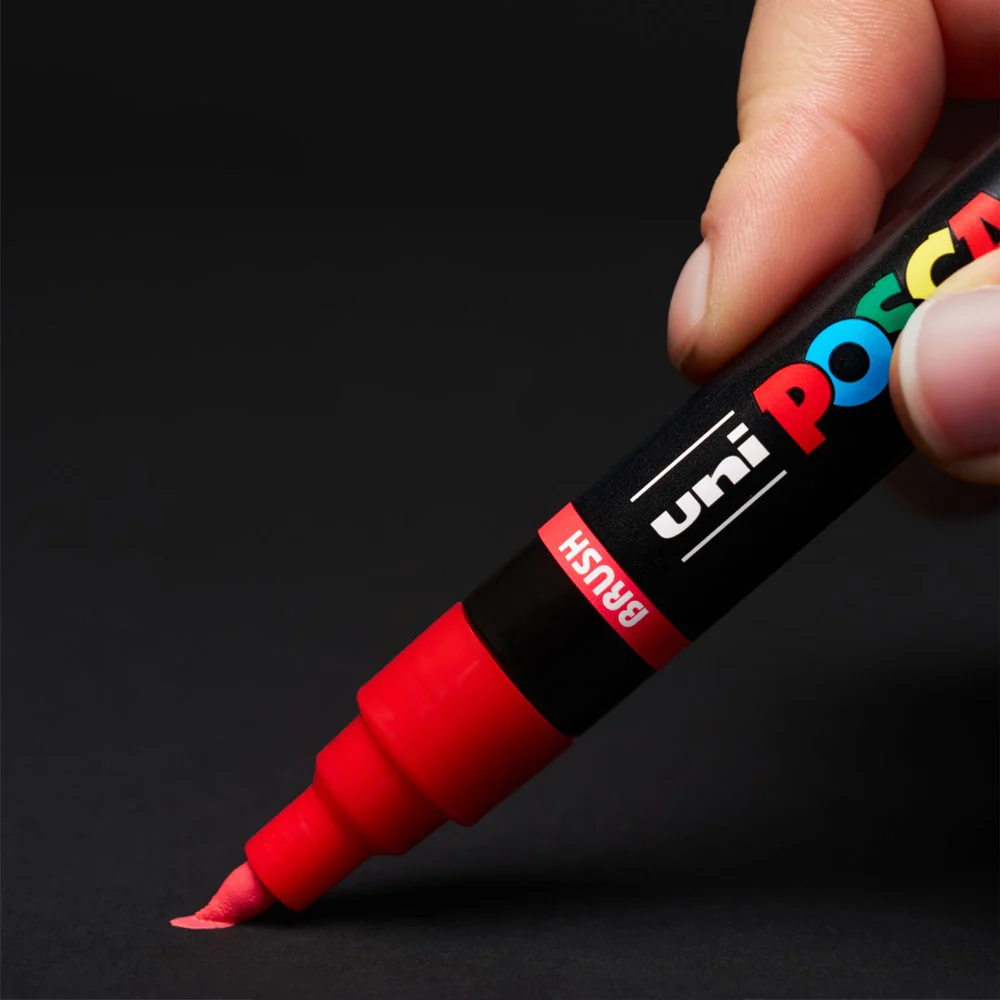Uni POSCA Brush Marker Pen PC-5BR Medium Set of 8 Standard Colours - Image 3