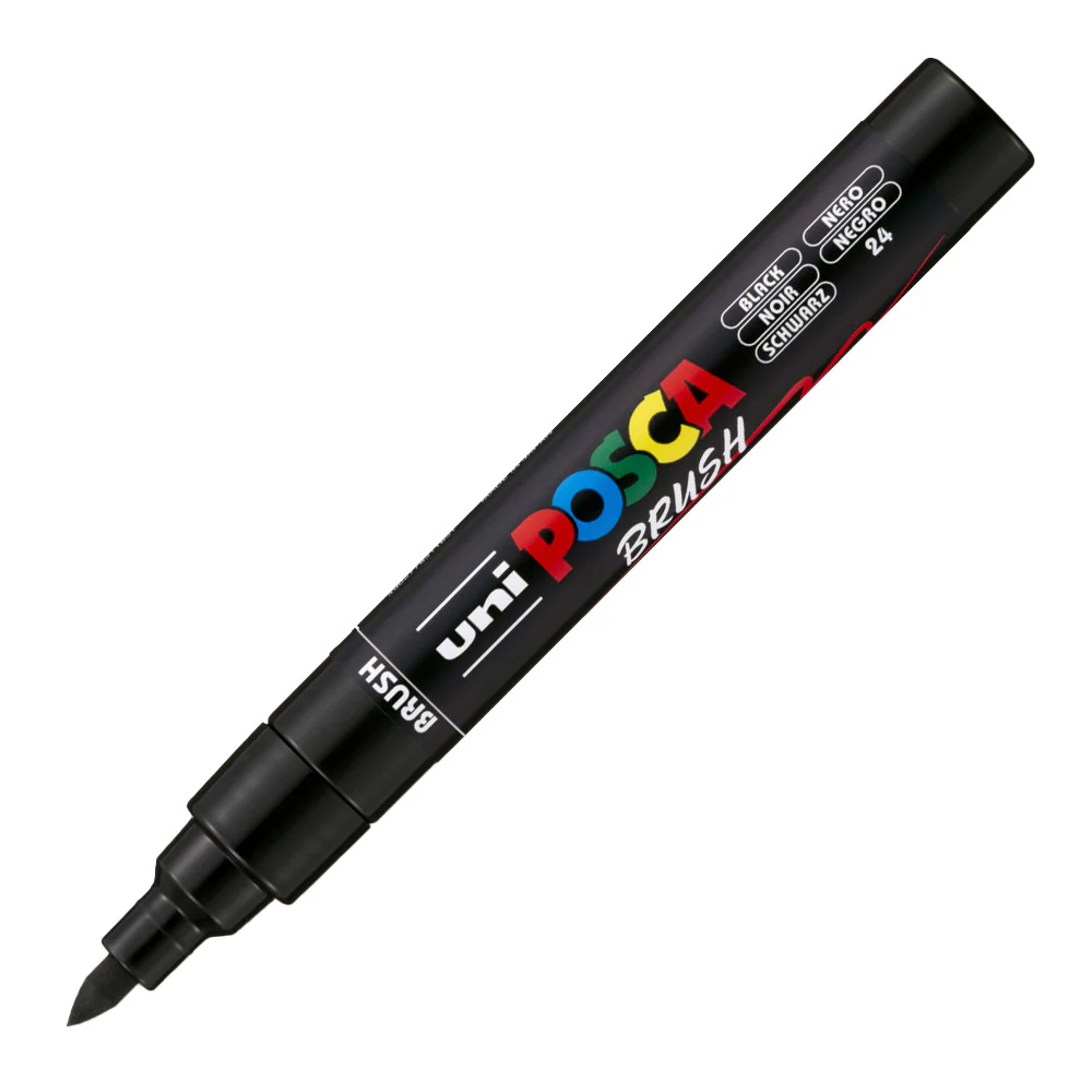 Uni POSCA Brush Marker Pen PC-5BR Medium Set of 8 Standard Colours - Image 5