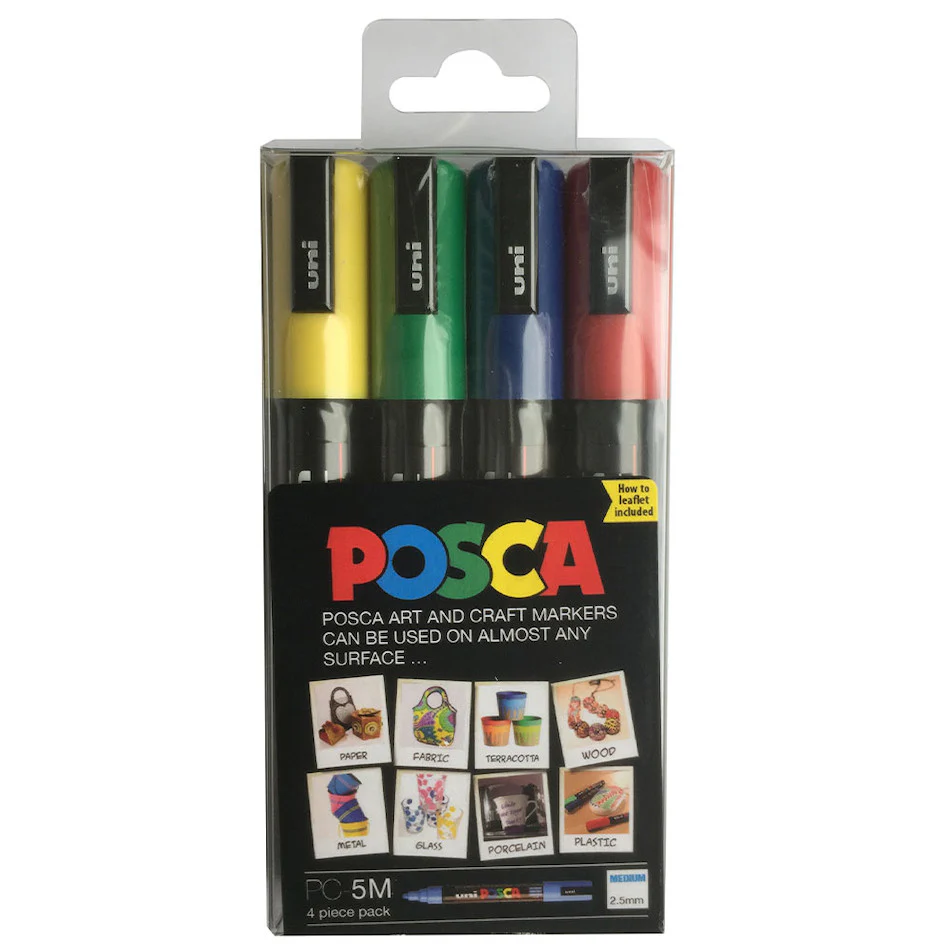 Uni POSCA Marker Pen PC-5M Medium Set of 4 Assorted