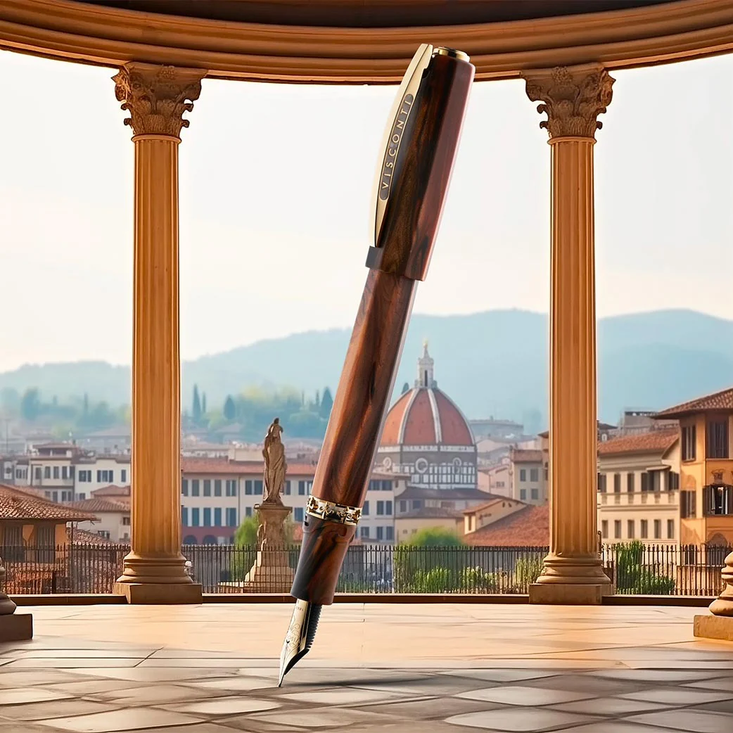 Visconti Medici Radica DS Yellow Gold Fountain Pen 18k Medium Nib - Image 2